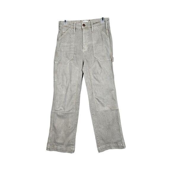 Alice + Olivia Khaki Double Knee Carpenter Utility Flare Khaki Jeans Womens‎ 28 - Picture 1 of 10